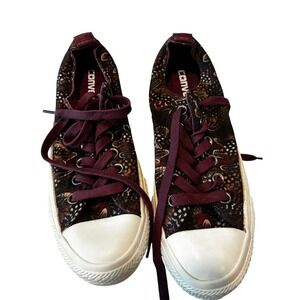 Converse All Star 6.5 Womens 4.5 Mens Burgundy Feather Print Low Top Sneaker